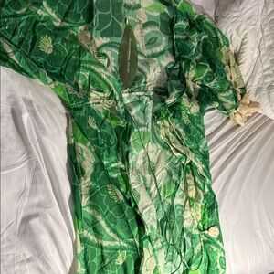 FARM Rio Green and Cream Floral Maxi Dress